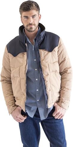 Kimes Ranch Colt Men’s Quilted Puffer Jacket, Western Yoke, Color-Blocked Design with Leather Patch in Saudi Arabia