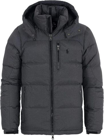 Polo Ralph Lauren Men's El Cap Puffer Down Jacket With Detachable Hood, Grey Heather, Size in Saudi Arabia