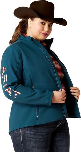 ARIAT Women's Team Patriot Softshell Jacket - Reflecting Pond, Medium in Saudi Arabia