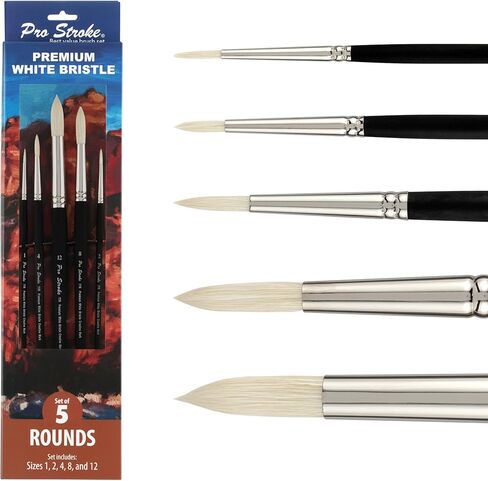 Creative Mark Pro Stroke Premium White Chungking Hog Bristle Artist Paint Brush - Flats Set of 5 - Natural Bristle Brush w/Soft Touch Handle for Oils, Watercolors, Acrylics, Alkyds, Caseins in Saudi Arabia