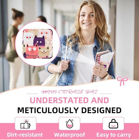 Sanitary Napkin Storage Bag,Period Bag,Portable Period Bag for Teen Pads Sanitary Napkins Small Tampons First Period Gifts for School Hygiene Bags Travel Containers (Cat) in Saudi Arabia