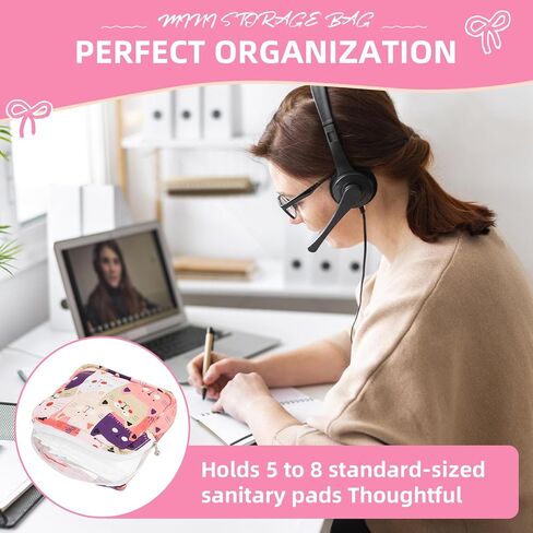 Sanitary Napkin Storage Bag,Period Bag,Portable Period Bag for Teen Pads Sanitary Napkins Small Tampons First Period Gifts for School Hygiene Bags Travel Containers (Cat) in Saudi Arabia