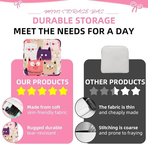 Sanitary Napkin Storage Bag,Period Bag,Portable Period Bag for Teen Pads Sanitary Napkins Small Tampons First Period Gifts for School Hygiene Bags Travel Containers (Cat) in Saudi Arabia
