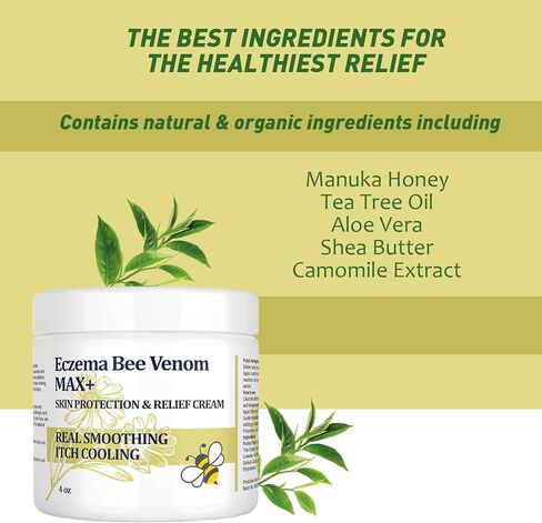 High Strength Bee Venom Cream, Dyshidrotic Eczema Ointment, Heat Rash, Itching, Eczema, Psoriasis, Leg, Stomach, Foot, Hand, Irritated Skin, All Age Care in Saudi Arabia