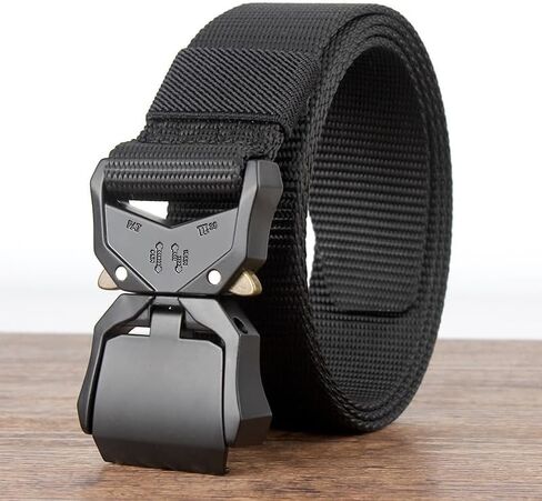 Belts for Men with Heavy-Duty Quick Release Buckle, Men's Military Stretch Nylon Web Belt for Hiking Work-Black in Saudi Arabia