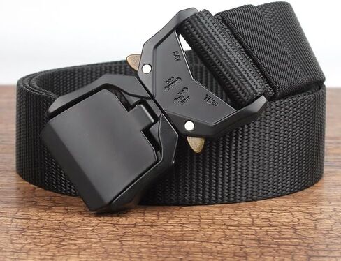 Belts for Men with Heavy-Duty Quick Release Buckle, Men's Military Stretch Nylon Web Belt for Hiking Work-Black in Saudi Arabia