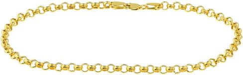 JEWELHEART 14K Gold Anklets For Women - 14K Real Gold Rolo Link Chain Ankle Bracelet - Dainty Foot Chain Bracelet in Saudi Arabia