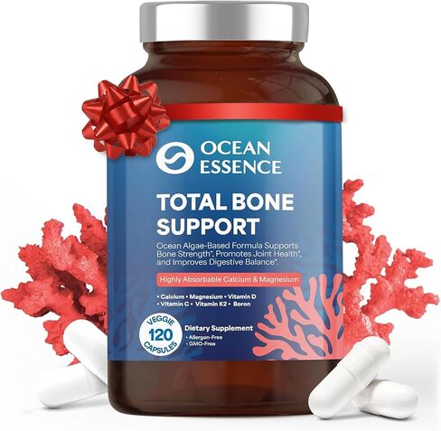 OCEAN ESSENCE دعم كامل للعظام - مكمل كالسيوم من الطحالب النباتية لكثافة العظام وقوتها - للرجال والنساء بعمر 35+ - 120 كبسولة كالسيوم عضوية طبيعية - فيتامينات لصحة العظام المثلى in Saudi Arabia