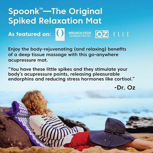 بساط العلاج بالضغط Spoonk AcuOM باللون الأرجواني - مركز وتهدئة عقلك، وتخفيف تصلب العضلات والألم - خفيف ومحمول وسهل التنظيف - مصنوع من مادة إعادة تدوير TPE - تتضمن حقيبة سفر in Kuwait