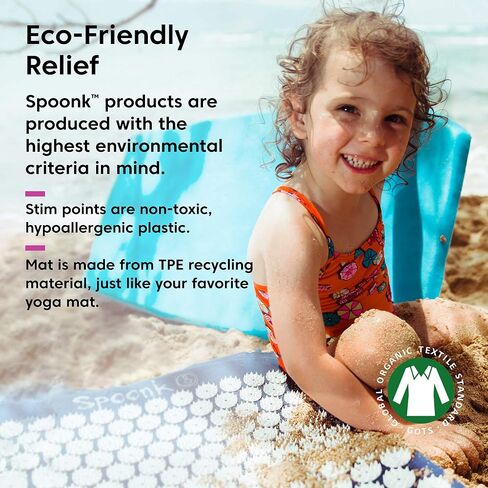 بساط العلاج بالضغط Spoonk AcuOM باللون الأرجواني - مركز وتهدئة عقلك، وتخفيف تصلب العضلات والألم - خفيف ومحمول وسهل التنظيف - مصنوع من مادة إعادة تدوير TPE - تتضمن حقيبة سفر in Kuwait