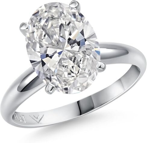 Gem Stone King Platinum Gemstone Birthstone Solitaire Engagement Ring | Oval Cut 11X9MM | PT900 | Wedding Engagement Anniversary Promise Solitaire Ring For Women | Sizes 5,6,7,8,9 in Saudi Arabia
