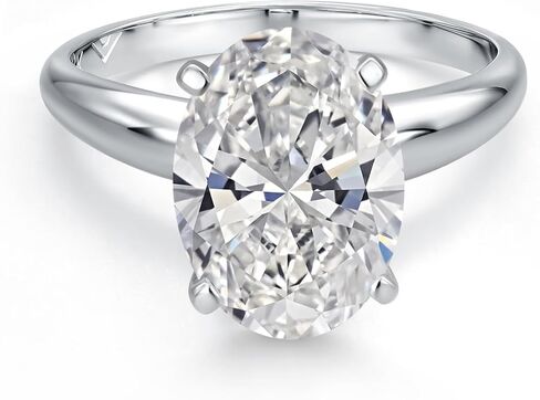 Gem Stone King Platinum Gemstone Birthstone Solitaire Engagement Ring | Oval Cut 11X9MM | PT900 | Wedding Engagement Anniversary Promise Solitaire Ring For Women | Sizes 5,6,7,8,9 in Saudi Arabia