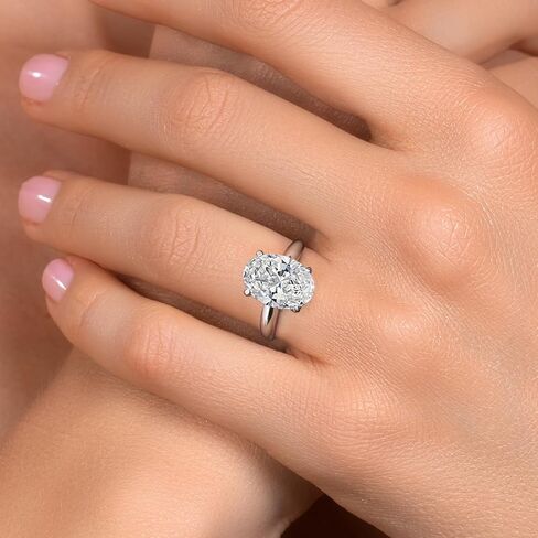 Gem Stone King Platinum Gemstone Birthstone Solitaire Engagement Ring | Oval Cut 11X9MM | PT900 | Wedding Engagement Anniversary Promise Solitaire Ring For Women | Sizes 5,6,7,8,9 in Saudi Arabia