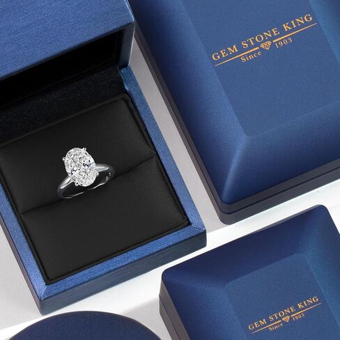 Gem Stone King Platinum Gemstone Birthstone Solitaire Engagement Ring | Oval Cut 11X9MM | PT900 | Wedding Engagement Anniversary Promise Solitaire Ring For Women | Sizes 5,6,7,8,9 in Saudi Arabia