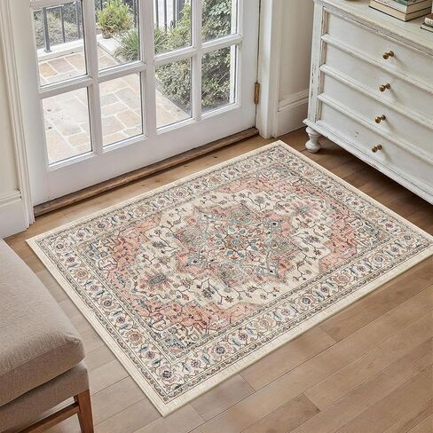 5x7 Area Rugs for Living Room Ultra-Soft Washable Rug Vintage Distressed Boho Area Rug, Non-Slip Retro Print Low Pile Stain Resistant Carpet for Bedroom Dining Room Kitchen Office in Saudi Arabia