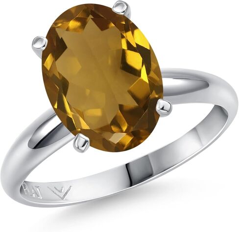 Gem Stone King Platinum Gemstone Birthstone Solitaire Engagement Ring | Oval Cut 11X9MM | PT900 | Wedding Engagement Anniversary Promise Solitaire Ring For Women | Sizes 5,6,7,8,9 in Saudi Arabia