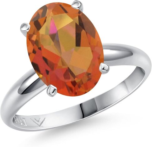 Gem Stone King Platinum Gemstone Birthstone Solitaire Engagement Ring | Oval Cut 11X9MM | PT900 | Wedding Engagement Anniversary Promise Solitaire Ring For Women | Sizes 5,6,7,8,9 in Saudi Arabia
