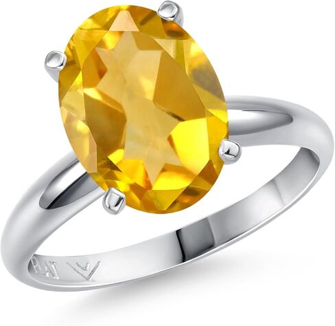 Gem Stone King Platinum Gemstone Birthstone Solitaire Engagement Ring | Oval Cut 11X9MM | PT900 | Wedding Engagement Anniversary Promise Solitaire Ring For Women | Sizes 5,6,7,8,9 in Saudi Arabia