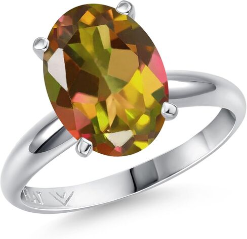 Gem Stone King Platinum Gemstone Birthstone Solitaire Engagement Ring | Oval Cut 11X9MM | PT900 | Wedding Engagement Anniversary Promise Solitaire Ring For Women | Sizes 5,6,7,8,9 in Saudi Arabia