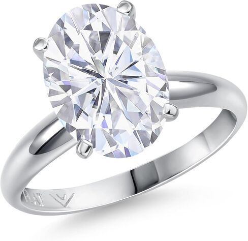 Gem Stone King Platinum Gemstone Birthstone Solitaire Engagement Ring | Oval Cut 11X9MM | PT900 | Wedding Engagement Anniversary Promise Solitaire Ring For Women | Sizes 5,6,7,8,9 in Saudi Arabia
