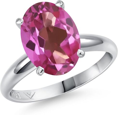 Gem Stone King Platinum Gemstone Birthstone Solitaire Engagement Ring | Oval Cut 11X9MM | PT900 | Wedding Engagement Anniversary Promise Solitaire Ring For Women | Sizes 5,6,7,8,9 in Saudi Arabia