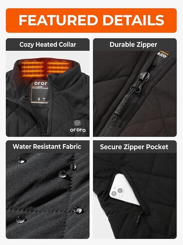 ORORO Women’s Heated Quilted Vest (Black, S) and Extra Battery in Saudi Arabia