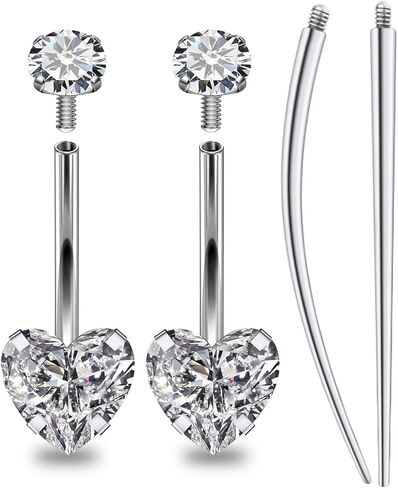 Msndnkwo Belly Button Rings Surgical Stee,Extra-Long & Short Simple Internally Threaded Belly Ring,14G Navel Piercing Jewelry for Women Men 6mm 8mm 10mm 12mm 14mm 16mm in Saudi Arabia