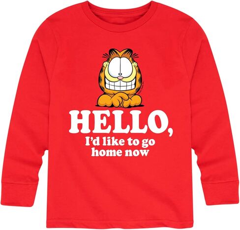 ملابس هجينة - Garfield - Hello Go Home Now - تي شيرت برسومات بأكمام طويلة للأطفال والشباب in Saudi Arabia