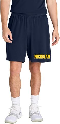 STUFF WITH ATTITUDE Michigan Navy Blue Polyester 9" MESH Pocket Gym Shorts in Saudi Arabia