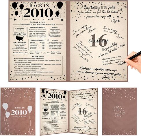 Crenics 16th Birthday Decorations for Boys or Girls 2009, Vintage Back in 2009 Birthday Poster, 16th Birthday Guest Signature Book, Great Sweet 16 Birthday Gifts in Kuwait