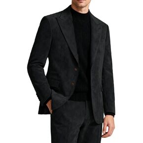 2 Piece Suede Suit for Men Slim Fit Groomsmen Wedding Formal Tuxedo Suits Men's Casual Velvet Blazer Pants Sport Coat in Saudi Arabia