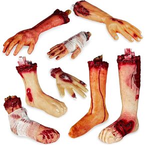 XONOR Halloween Human Arm Plastic Soft Hands Bloody Dead Body Parts Haunted Halloween Decorations, 2-Pieces (Left and Right) in Kuwait