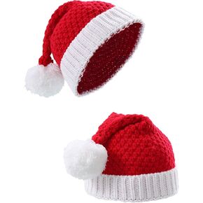 Sumind 2 Pieces Santa Hat Christmas Red and Green Knitted Christmas Caps Winter Hat Xmas Hats in Saudi Arabia