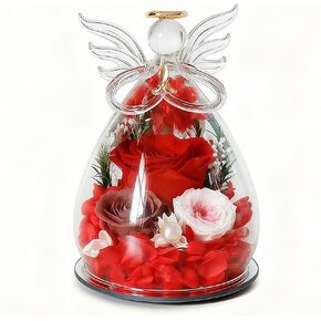 Birthday Thanksgiving Gifts for Women Mom Fresh Flowers for Delivery Prime Forever Preserved Rose in Glass Angel Figurine for Grandma Sister Daughter Wife, Not Light in Saudi Arabia