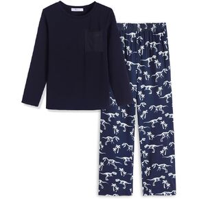 Arshiner Boys Loose-fit Pajamas Long Sleeve Top and Pants 2 Piece Pajama Set for Big Boys 5-13 Years in Kuwait
