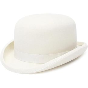 Top Hat Wool Felt Hat for Men Party Formal Fedora Bowler Hat Magician Cap(White,XL(61cm)) in Kuwait