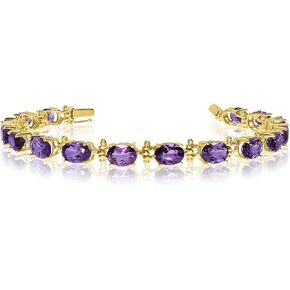 14K Yellow Gold Oval Amethyst Tennis Bracelet in Saudi Arabia
