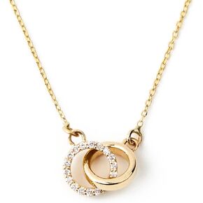 GELIN Diamond Interlocking Circle Necklace for Women | 14k Solid Gold Intertwined Circle Necklace | Double Circle Necklace in 14k Real Gold, 18" in Kuwait