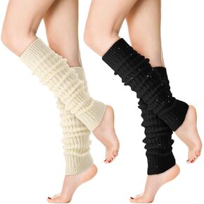 2 أزواج تدفئة الساق للنساء الفتيات العصرية الترتر لوليتا متماسكة الجوارب الطويلة تدفئة الساق Y2K Kawaii الشتاء اكسسوارات in Kuwait