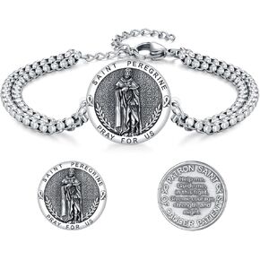 Saint Benedict Crucifix Bracelet 925 Sterling Silver Jesus Cross Bracelet,Religious San Benito Crucifix Medal Bracelet Jewelry for Men in Kuwait