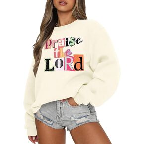 Christian Sweatshirts for Teen Girls Praise The Lord Bible Verse Sweatshirt Jesus Faith Religious Crewneck Hoodie in Saudi Arabia