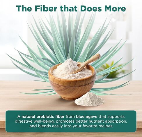 Healthier Comforts Organic Inulin Powder (12 oz) from Blue Agave | Soluble Prebiotic Fiber, Gentle on Digestion, Non-GMO | Perfect for Coffee, Baking & Cooking in Saudi Arabia