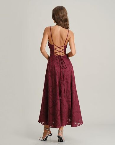 RIHOAS Women's Maxi Dresses Wedding Guest Dress A-Line Long Square Neck Backless Sling for Beach Wedding Party in Saudi Arabia