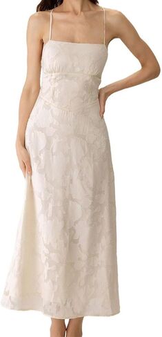 RIHOAS Women's Maxi Dresses Wedding Guest Dress A-Line Long Square Neck Backless Sling for Beach Wedding Party in Saudi Arabia