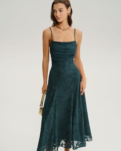 RIHOAS Women's Maxi Dresses Wedding Guest Dress A-Line Long Square Neck Backless Sling for Beach Wedding Party in Saudi Arabia