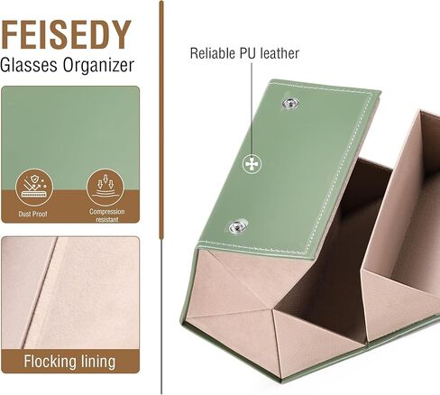 FEISEDY منظم النظارات الشمسية 5 فتحات حافظة نظارات السفر، حامل نظارات معلق عصري من جلد البولي يوريثان حافظة نظارات B0087 in Kuwait