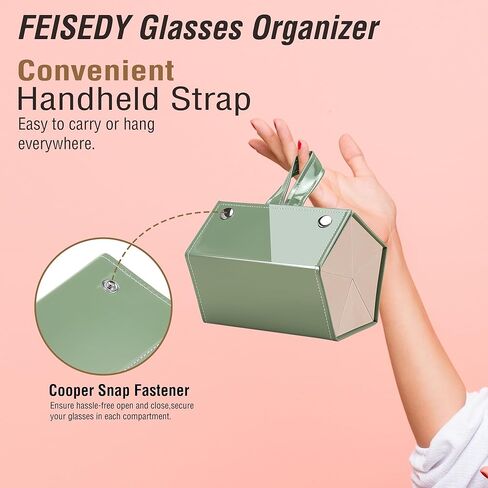 FEISEDY منظم النظارات الشمسية 5 فتحات حافظة نظارات السفر، حامل نظارات معلق عصري من جلد البولي يوريثان حافظة نظارات B0087 in Kuwait