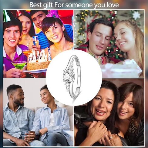 925 Sterling Silver Engagement Rings with Cubic Zirconia Engagement and Promise Eternity Ring for Women Size 7-9 in Saudi Arabia