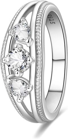 925 Sterling Silver Engagement Rings with Cubic Zirconia Engagement and Promise Eternity Ring for Women Size 7-9 in Saudi Arabia