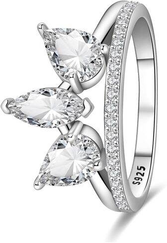 925 Sterling Silver Engagement Rings with Cubic Zirconia Engagement and Promise Eternity Ring for Women Size 7-9 in Saudi Arabia